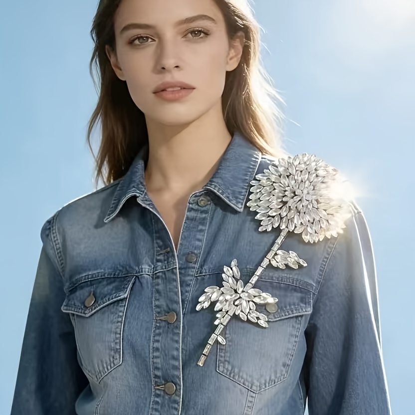 Handcrafted Rhinestone Flower Brooch, Sparkling Elegance